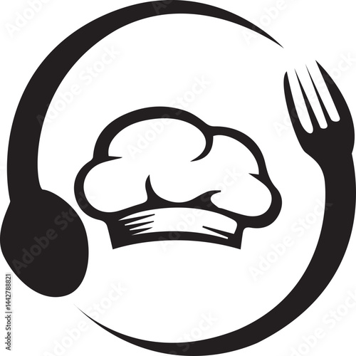 Cooking, cuisine logo. Icon and label for design menu restaurant or cafe. Lettering, calligraphy vector illustration