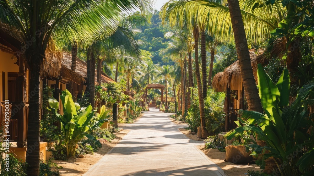 Tropical Pathway Through Lush Resort Tropical Pathway Through Lush Resort