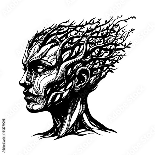 Woman Tree Nature mystical art strong powerful feminine energy roots branches leaves