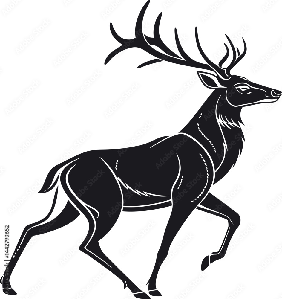 Fototapeta premium simple and clean deer vector art illustration with white background 