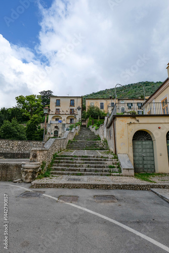 Obraz na płótnie A staircase in the historic district of Piedimonte Matese, a town in the province of Caserta, Italy. w salonie