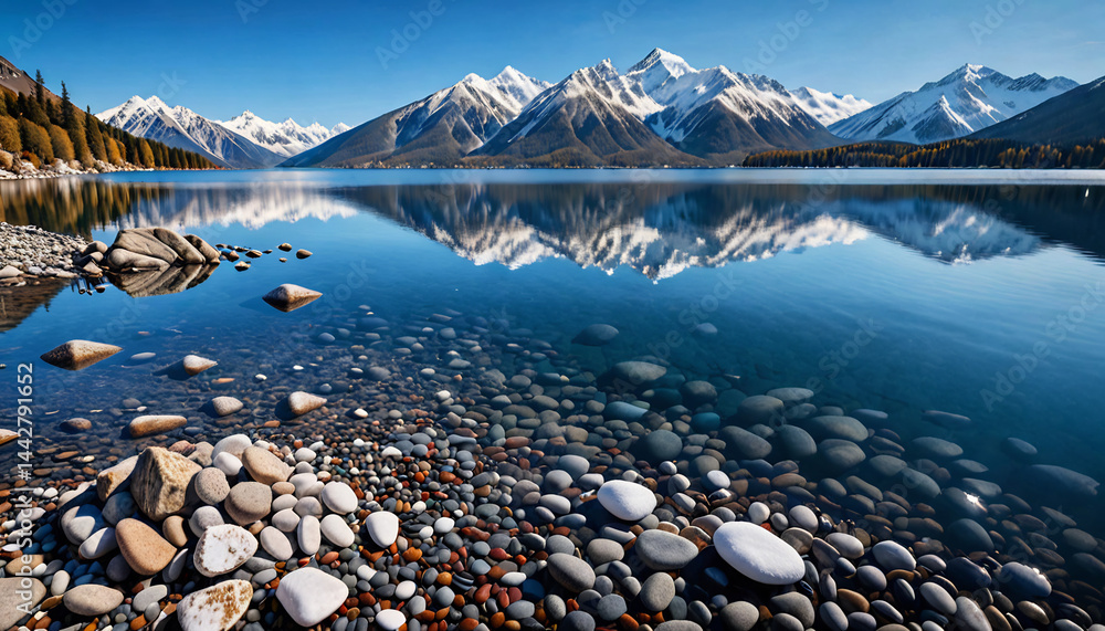 Snow-Capped Mountains Reflecting in a Lake