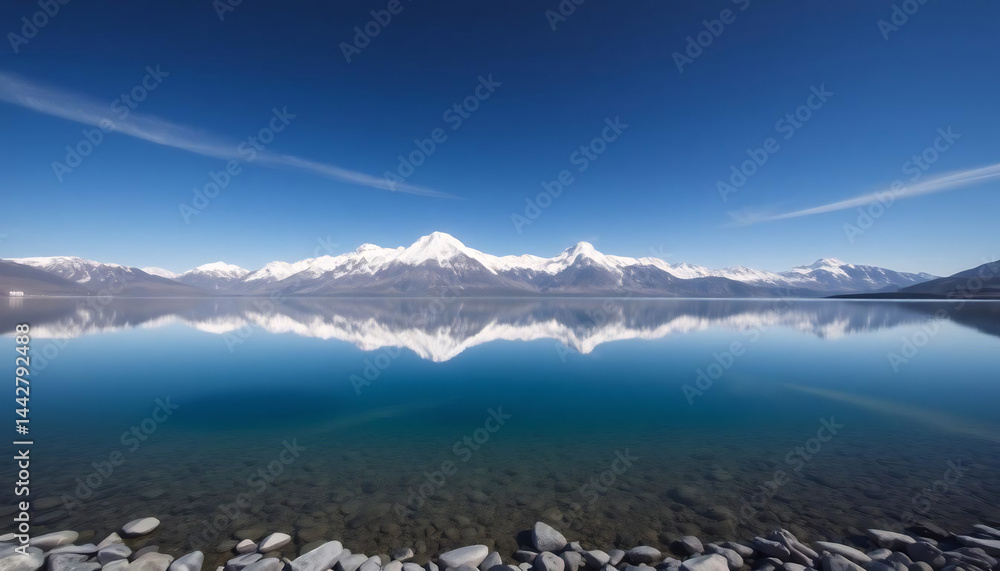Snow-Capped Mountains Reflecting in a Lake
