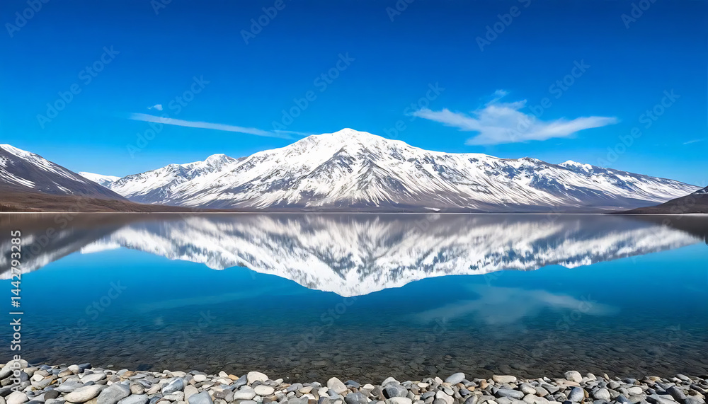 Snow-Capped Mountains Reflecting in a Lake