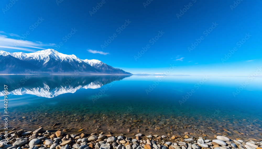 Snow-Capped Mountains Reflecting in a Lake