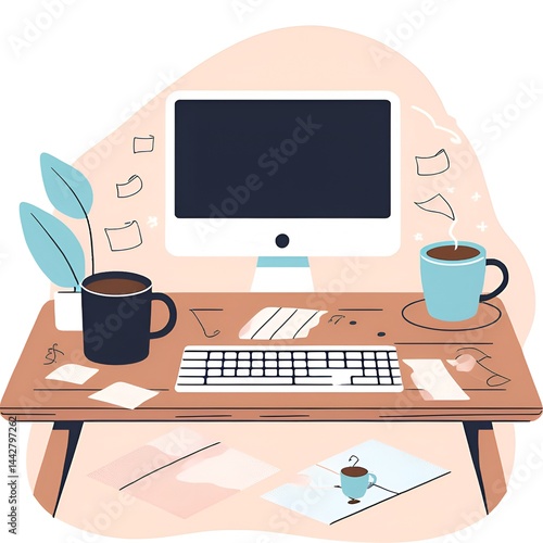 computer and coffee