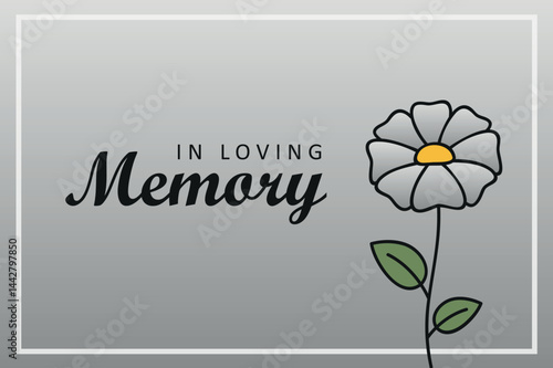condolence card with flower in loving memory vector illustration