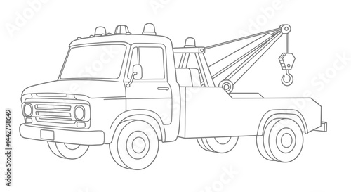 Sixties Tow Truck and Hook Coloring Page Rescue Vehicle Fun for Kids