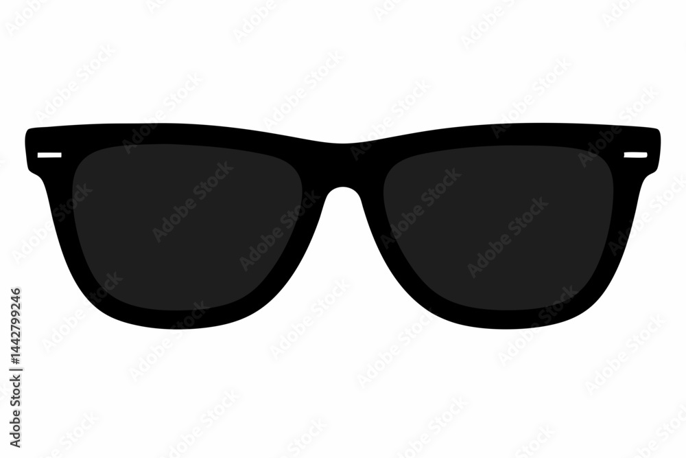 Minimalist silhouette of stylish sunglasses with bold black design Minimalist silhouette of stylish sunglasses with bold black design
