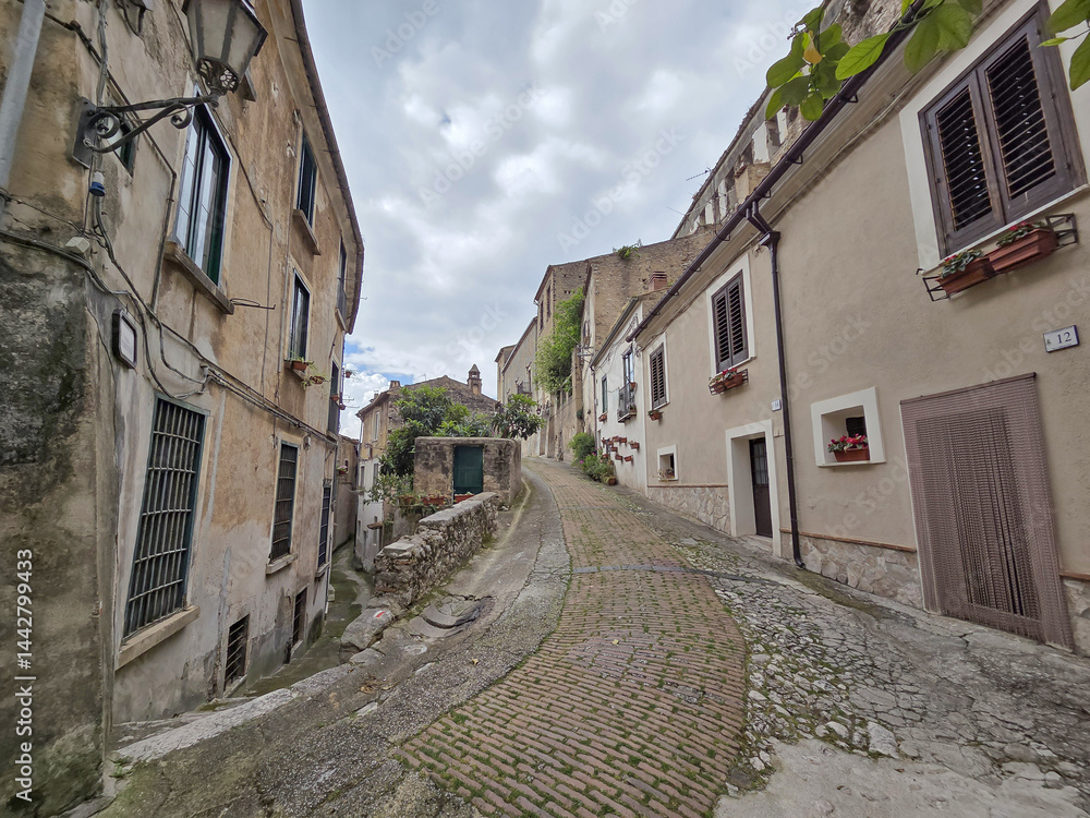 A street in the historic district of Piedimonte Matese, a town in the province of Caserta, Italy.