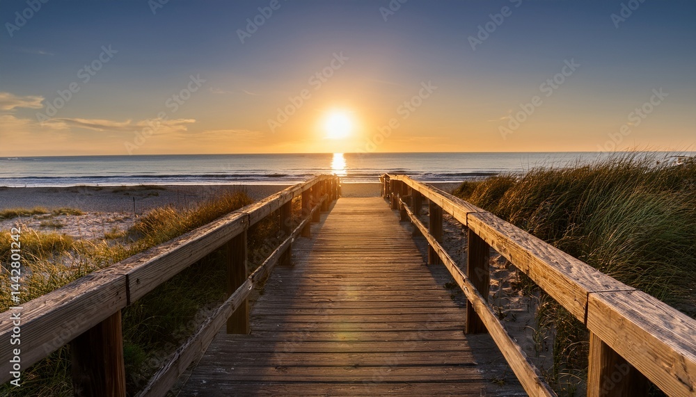 Fototapeta premium boardwalk leading to the beach at sunrise