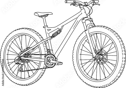 Mountain Bike Thick Tires Outline Coloring Page Rugged Cycling Fun Kids