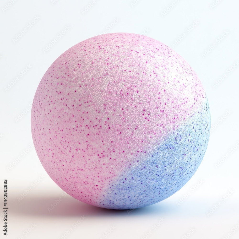 3D cartoon bath bomb with fizzy texture, white solid background 3D cartoon bath bomb with fizzy texture, white solid background