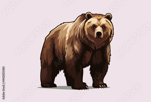 vector illustration of a brown bear on a cream background
