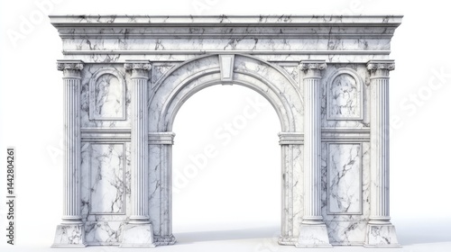 Marble arch 3d podium  architecture building  white background
