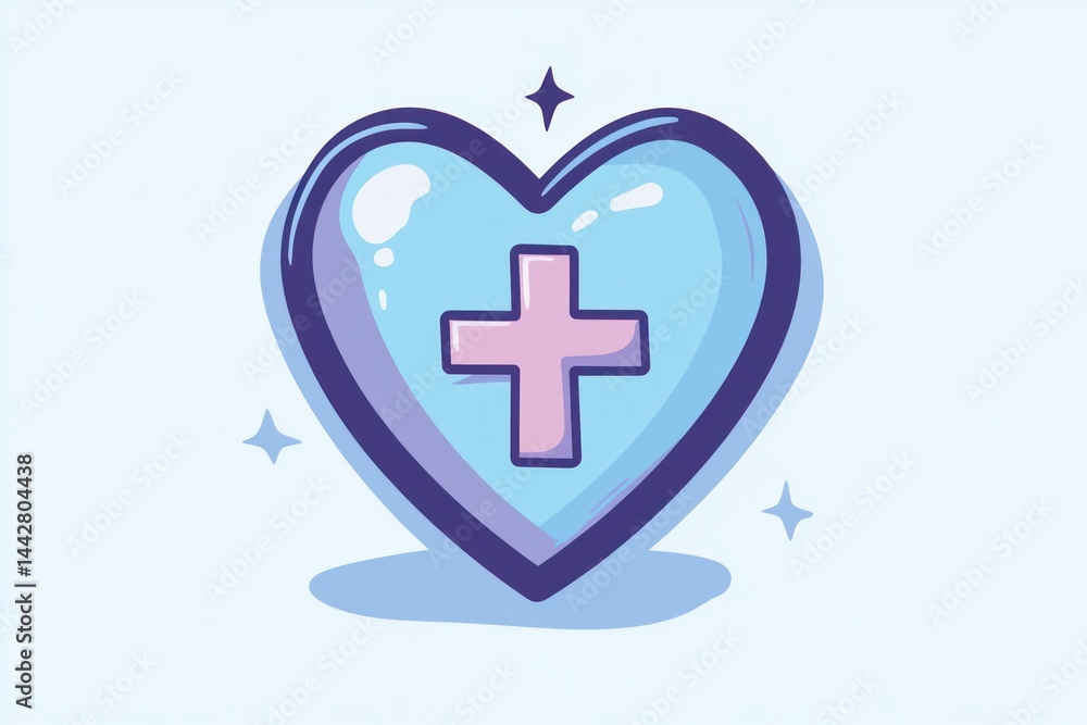 Cute heart icon with plus sign Cute heart icon with plus sign