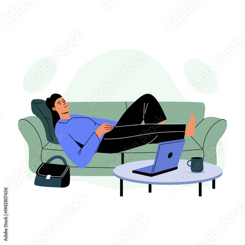 A flat style illustration of a relaxing character