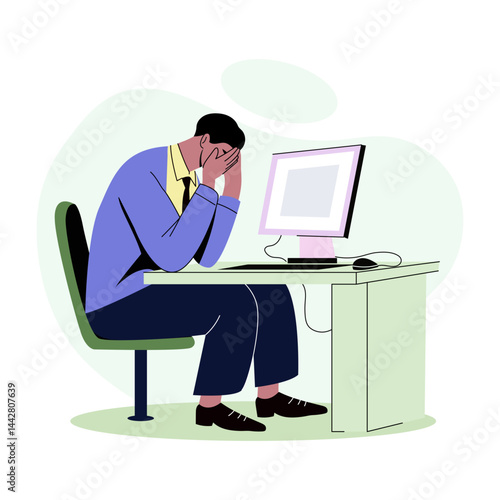 A flat style illustration of a sad employee