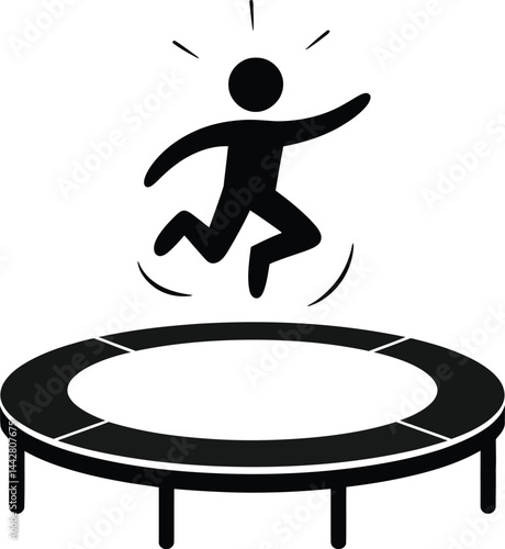 Jumping on Trampoline Icon Silhouette Vector
