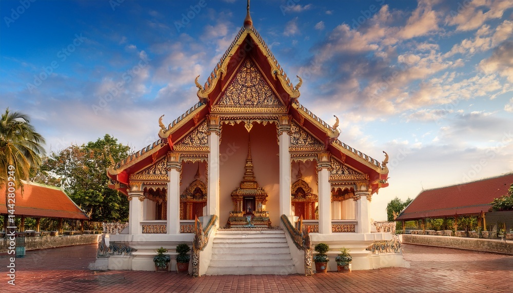 Naklejka premium traditional thai temple in bang muang town thailand
