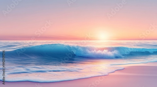 Wallpaper Mural Serene Sunrise Over Gentle Waves at Tranquil Beach with Soft Pastels in the Sky and Ocean Reflections Torontodigital.ca
