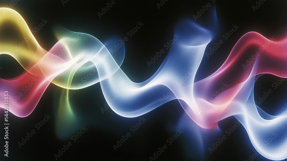 Obraz premium Abstract waves of color flow gracefully against a dark background, evoking motion and energy.