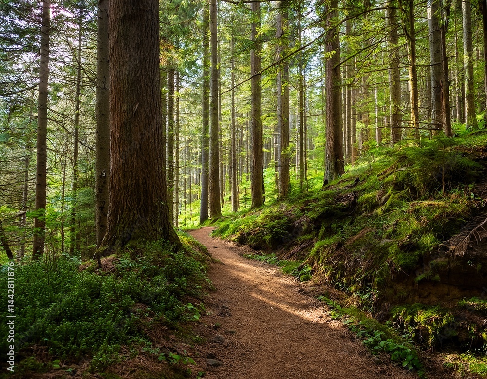 Fototapeta premium hiking trail through the forest