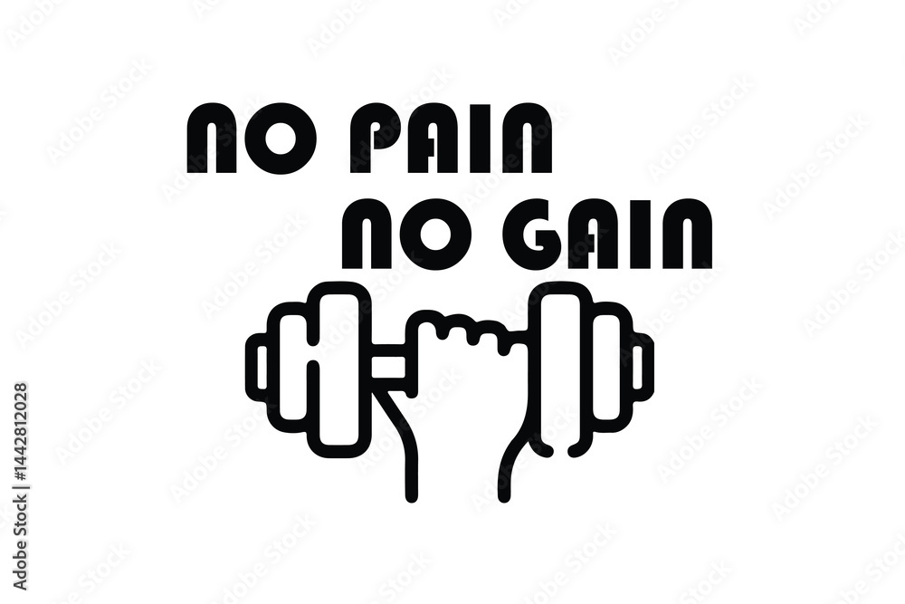 No Pain No Gain motivational graphic with dumbbell icon. Bold fitness design for gym, workout, and training themes. Perfect for sports and inspiration projects. No Pain No Gain motivational graphic with dumbbell icon. Bold fitness design for gym, workout, and training themes. Perfect for sports and inspiration projects.