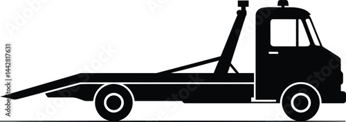 Flatbed Tow Truck Silhouette Vector Illustration