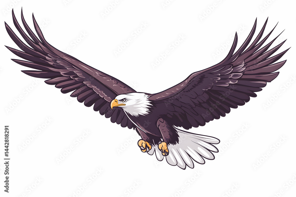 Naklejka premium Sharp Beak and Piercing Eyes of a Flying Bald Eagle