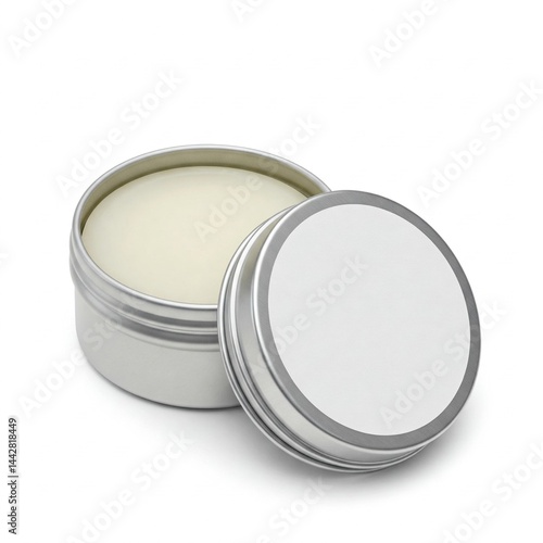 Wallpaper Mural Coconut Oil Lip Balm Metal Tin Blank Label Isolated on White Torontodigital.ca