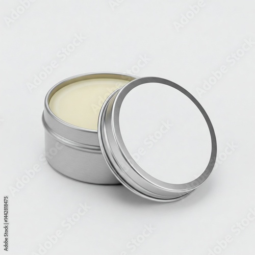 Natural Lip Balm Coconut Oil Tin Minimal Label Isolated Mockup