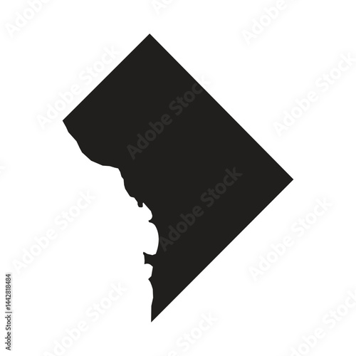 District of Columbia (Washington DC) Map Vector Silhouette
