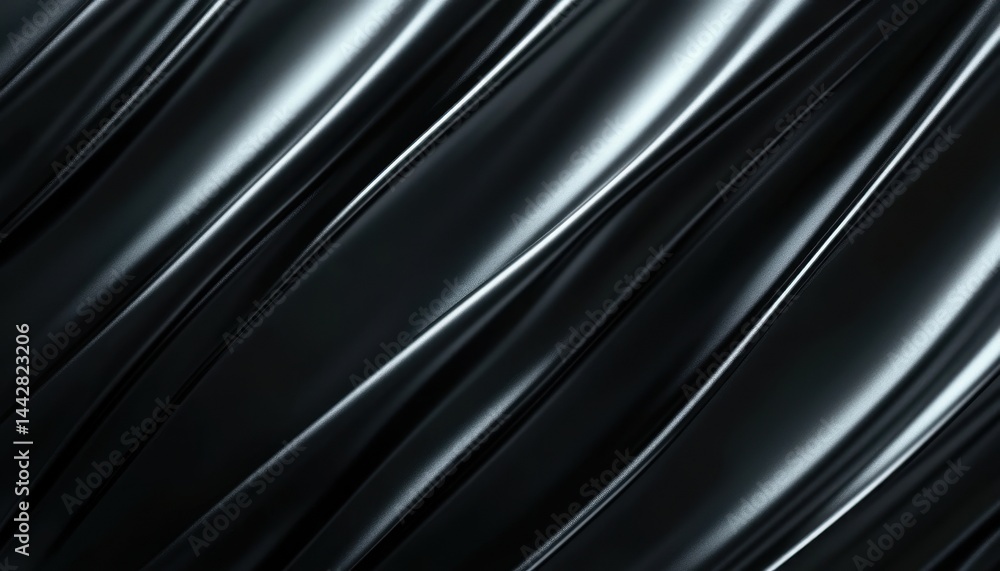 Abstract Black Fabric Texture with Shiny Waves Abstract Black Fabric Texture with Shiny Waves