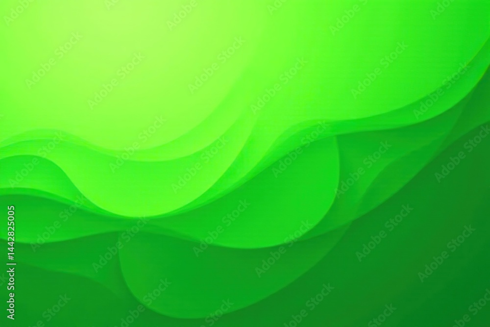 Obraz premium Green gradient backdrop, overlapping abstract wave shapes, pattern, smooth
