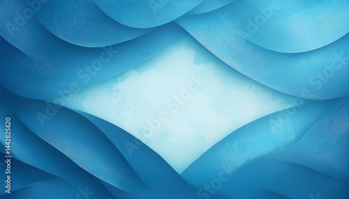 blue background texture with pastel border with soft white center in abstract paper illustration