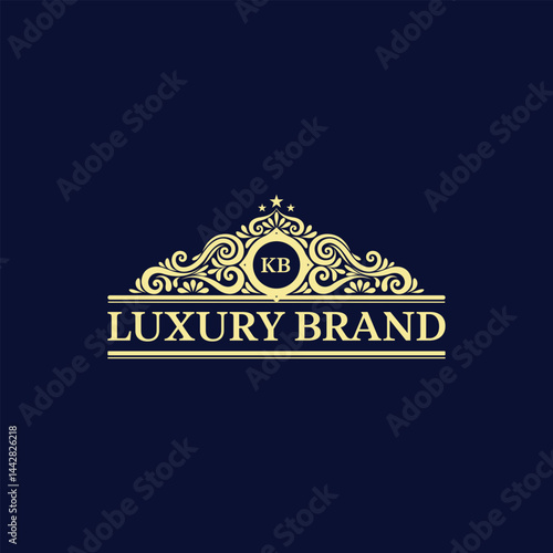 KB Luxury lion crest logo, Luxury Monogram ,Royal Initial Letter Crest Template 