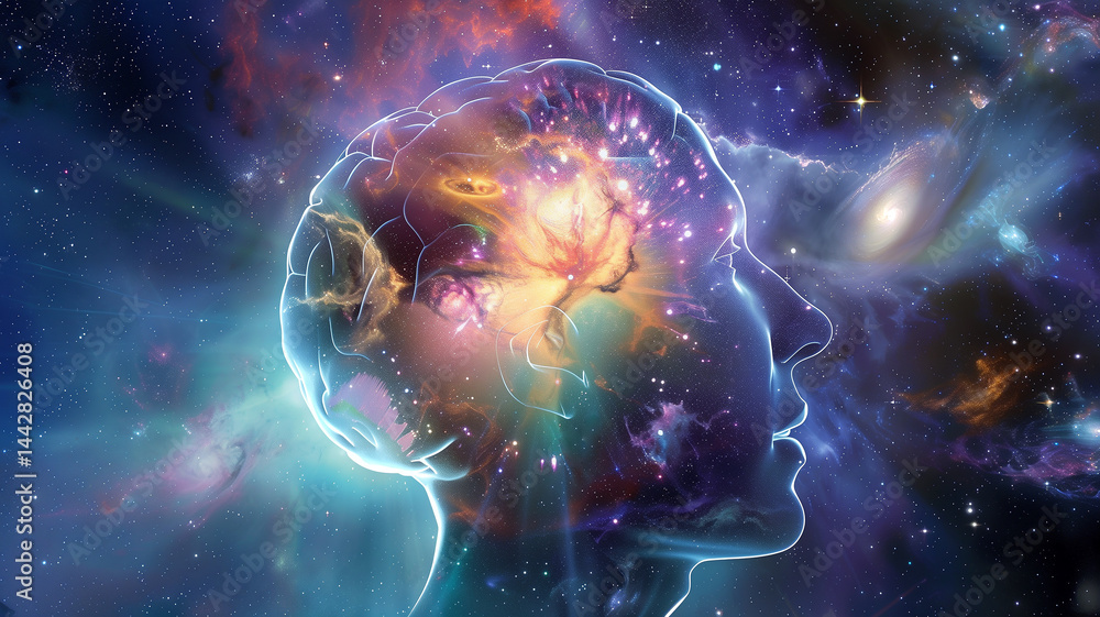 This digital mind merging with cosmic energy, symbolizing exploration and memory upload. This digital mind merging with cosmic energy, symbolizing exploration and memory upload.