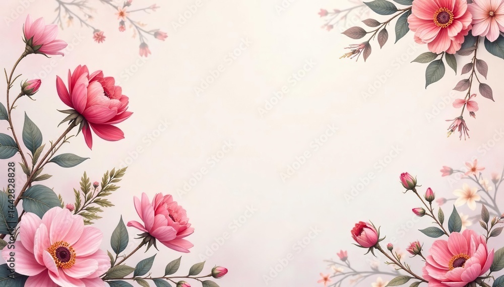 Fototapeta premium Subtle floral print, pastel shades, modern aesthetic , wallpaper design, pattern, clean