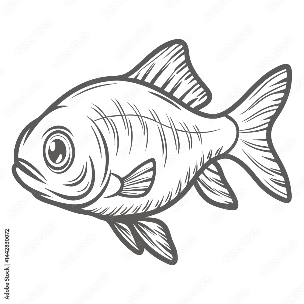 Fototapeta premium Soldierfish Line Art Illustration, Bigscale Fish