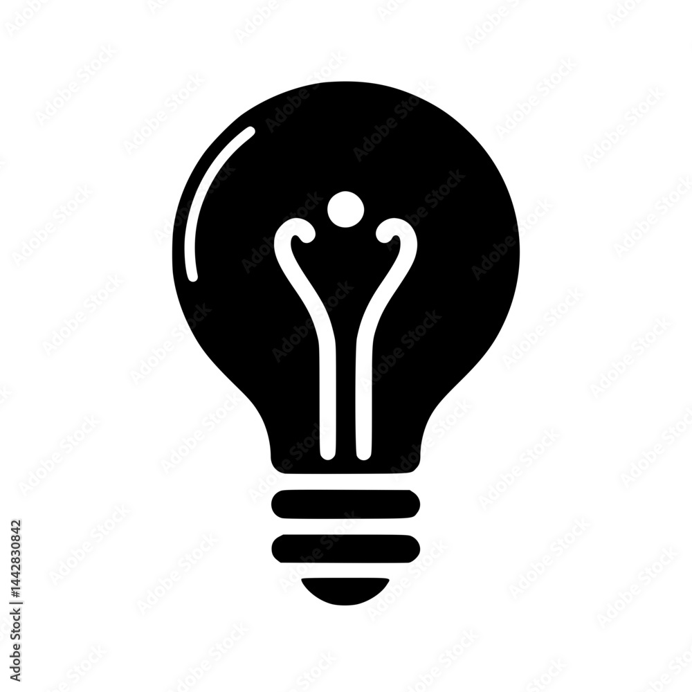 Bulb Icon – Minimal Black Clipart Symbol Isolated on White for Ideas and Electricity Concepts Bulb Icon – Minimal Black Clipart Symbol Isolated on White for Ideas and Electricity Concepts