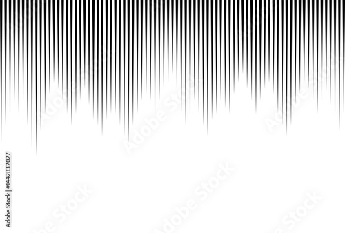Vector illustration of black radial comics style lines on white background for use as background.