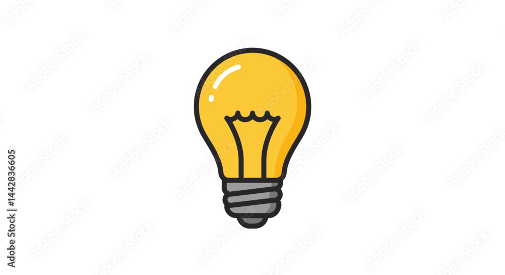 Simple Yellow Lightbulb Icon with Subtle Details Simple Yellow Lightbulb Icon with Subtle Details