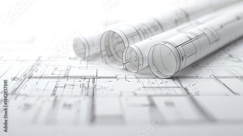 Architectural blueprints isolated on white background