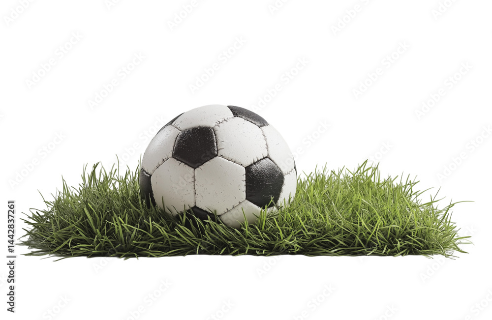 Obraz premium soccer ball in goal with green backgroung