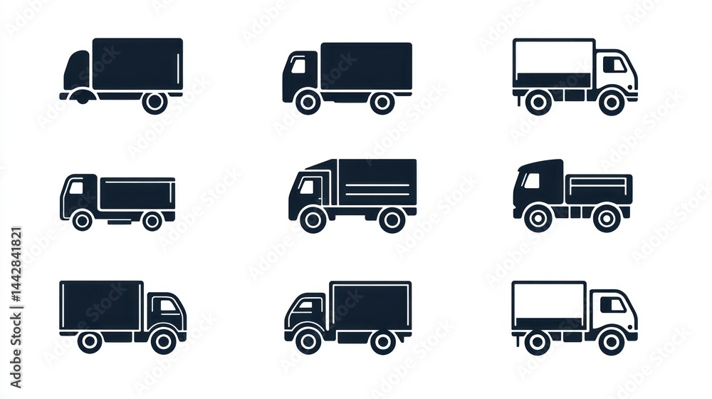Variety of Cargo Trucks Icons Variety of Cargo Trucks Icons