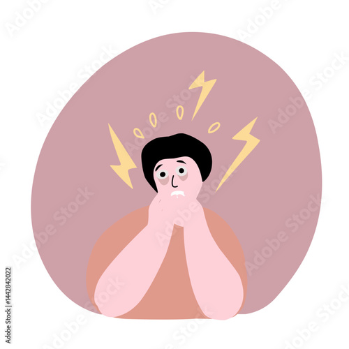 vector illustration of anxious and stressed person