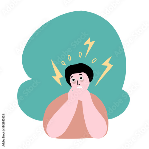 vector illustration of anxious and stressed person