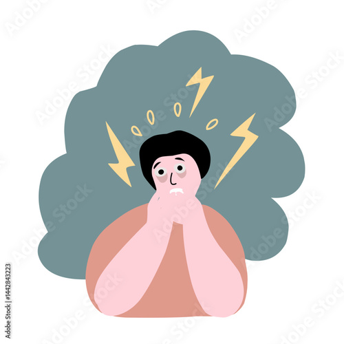vector illustration of anxious and stressed person