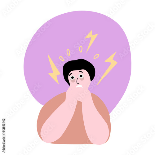 vector illustration of anxious and stressed person